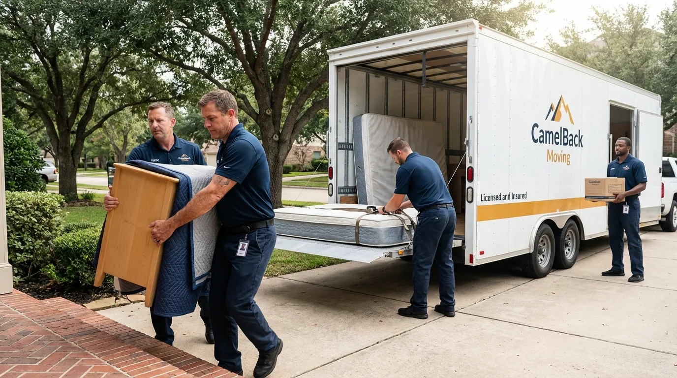 Crew loading residential truck for cross-state move from Monument Beach, MA